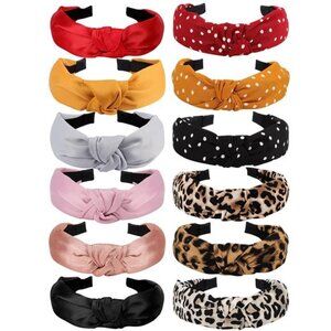 Headbands for Women 12 Pack Knotted Elastic Hairbands Turban Boho